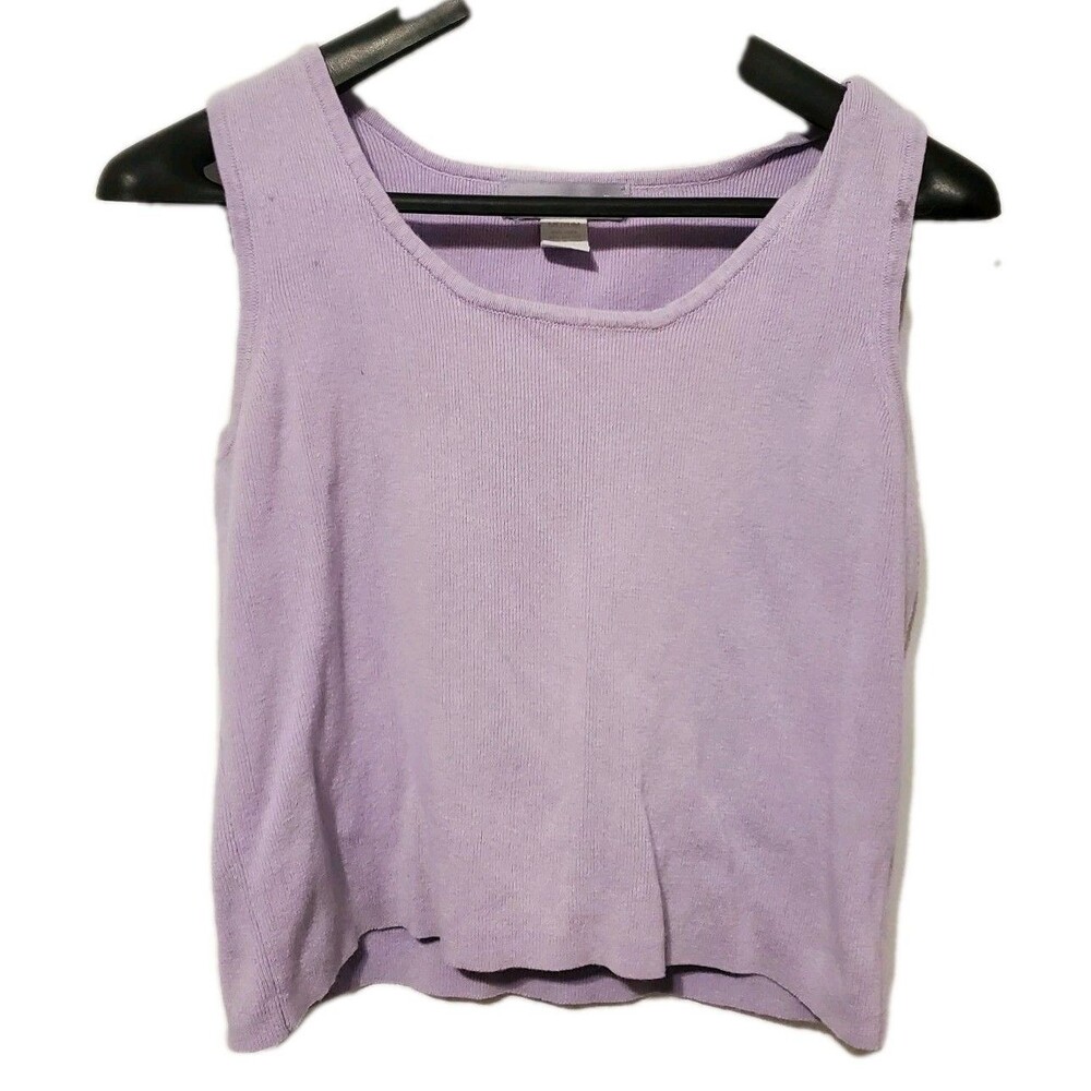 Modern Soul Lavender Linen Cotton Tank Medium Coastal Lagenlook Natural Basic